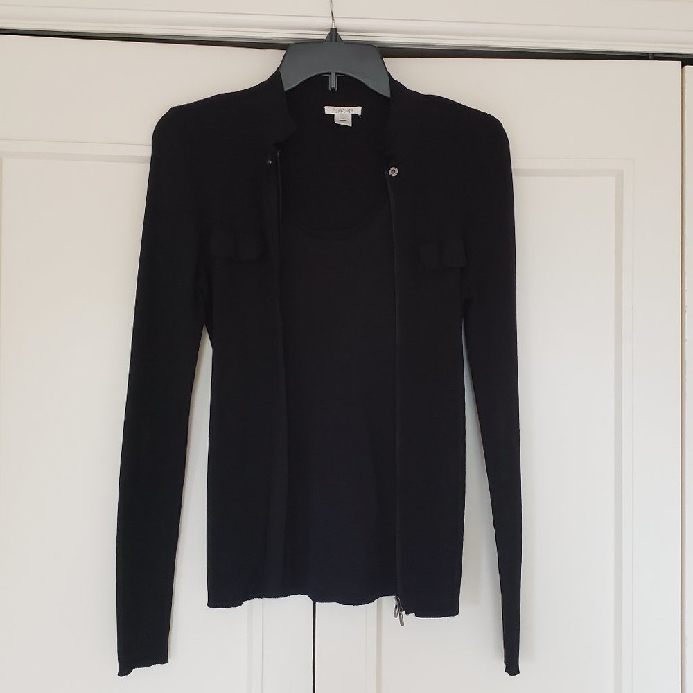 MaxMara silk black shell and cardigan twinset